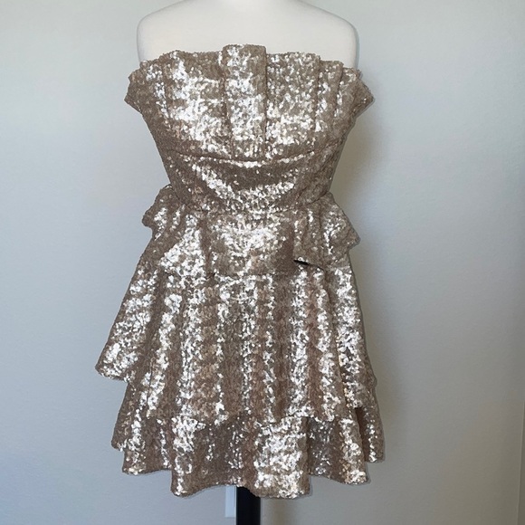 HOUSE OF HARLOW 1960 x REVOLVE metallic sequin rose gold dress size small - Picture 2 of 10
